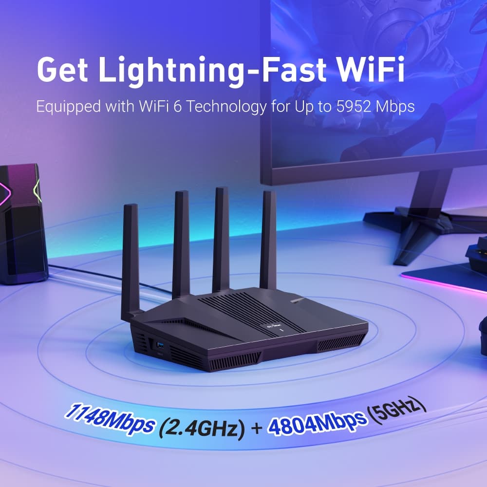 Gl.inet Gl-MT6000 เราเตอร์ Wifi 6 | เราเตอร์ Wifi สําหรับเล่นเกม | พอร์ต Multi-Gig 2 X 2.5G + 4 X 1G พอร์ตอีเธอร์เน็ตการเชื่อมต่ออุปกรณ์จํานวนมาก | Fast Openvpn & Wireguard | 802.11ax รูปที่ 3