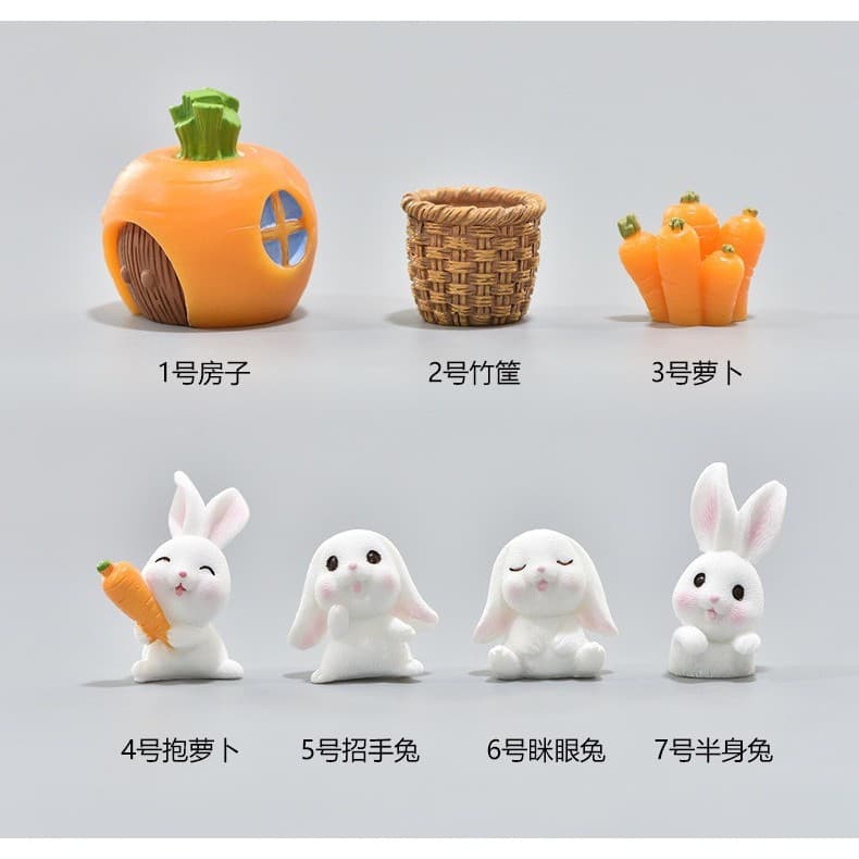 A001 ตุ๊กตาจิ๋ว ตุ๊กตุ่นจิ๋ว ชุดกระต่ายกับแครอท สำหรับตกแต่งสวนถาด แต่งสวนจิ๋ว แต่งบ้าน แต่งเค้ก ของขวัญ รูปที่ 9