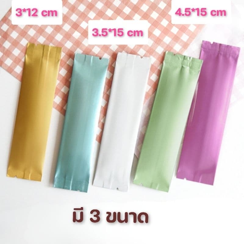 ซองฟอยล์ ซีลกลางทรงยาว ซองกาแฟ 3in1 สีพาสเทล 3×12 3.5×15 4.5×15cm รูปที่ 4