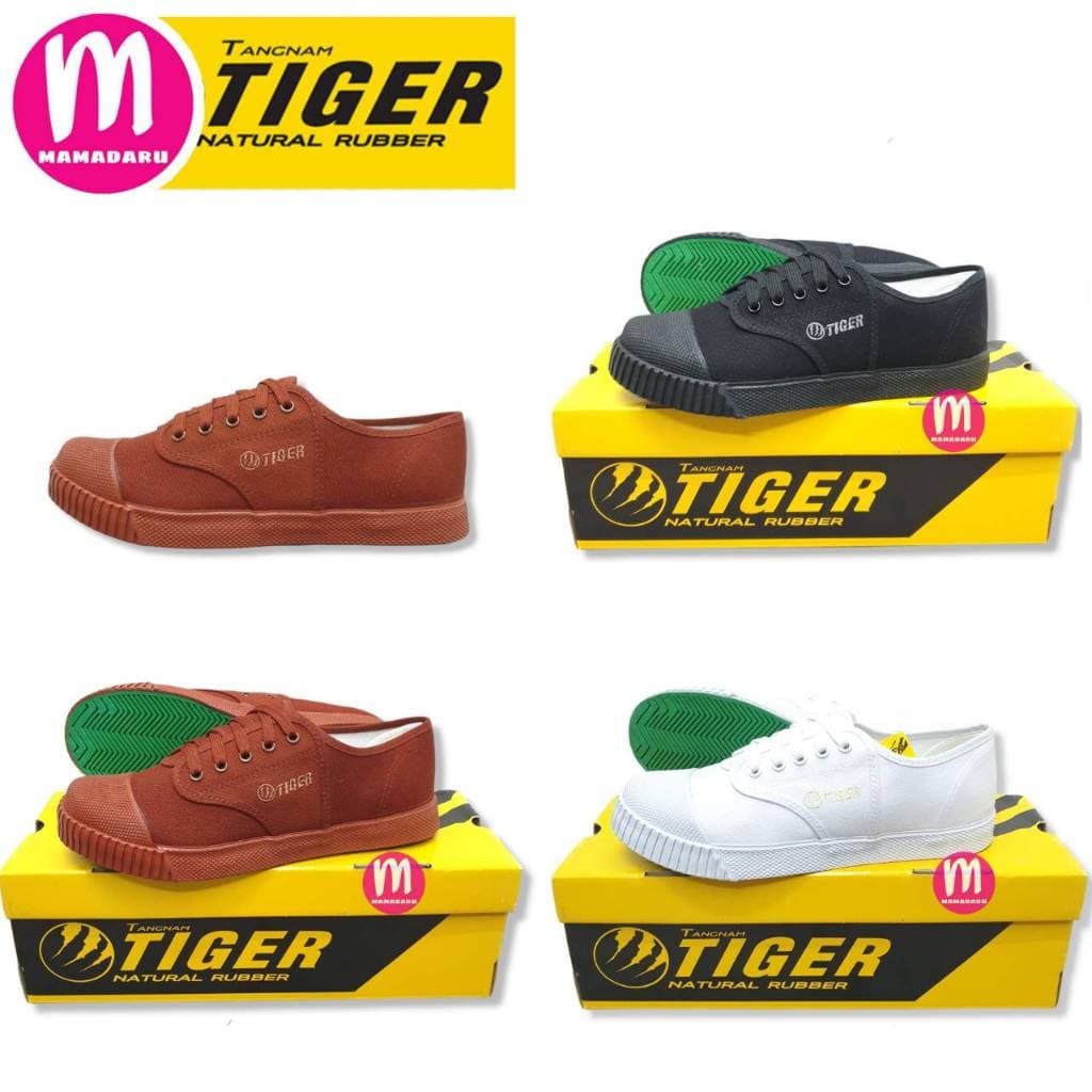รองเท้าผ้าใบ Tiger ฟุตซอล TG9 พื้นเขียว 205 รองเท้านักเรียน น้ำตาล,ขาว,ดำ ไทเกอร์ รูปที่ 7