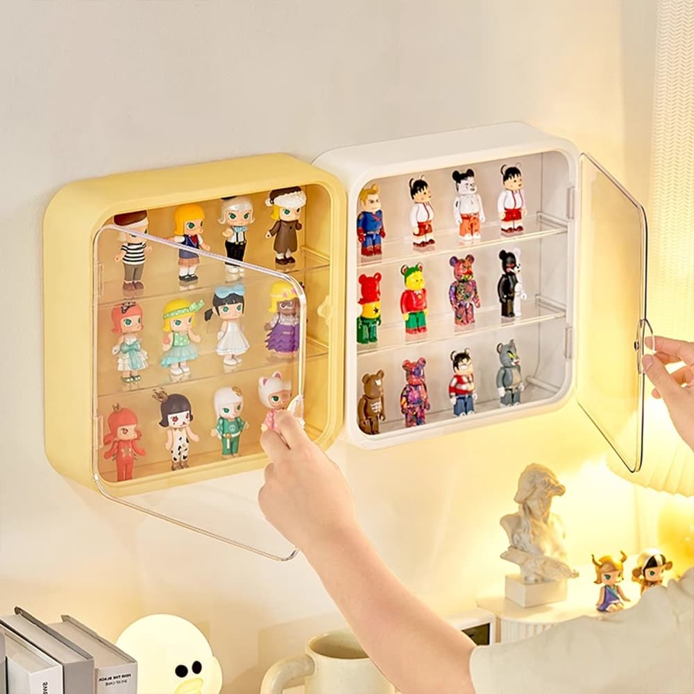 กล่องใส่โมเดล ตู้เก็บตุ๊กตา ชั้นวาง art toy ดีไซน์ติดผนัง ดีไซน์สวยงาม ทันสมัย ซ้อนสามมิติ ประหยัดพื้นที่ 3 ชั้น รูปที่ 1