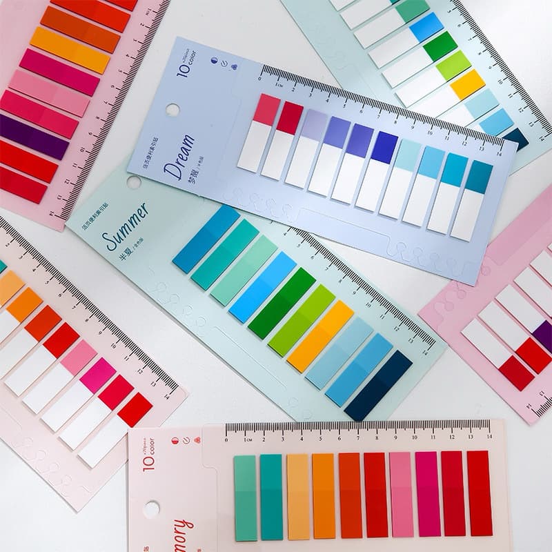 กระดาษโน๊ตใสคั่นข้อความสำคัญ โทนฉูดฉาด 2 สไตล์ sticky note เตือนความจำ รูปที่ 1