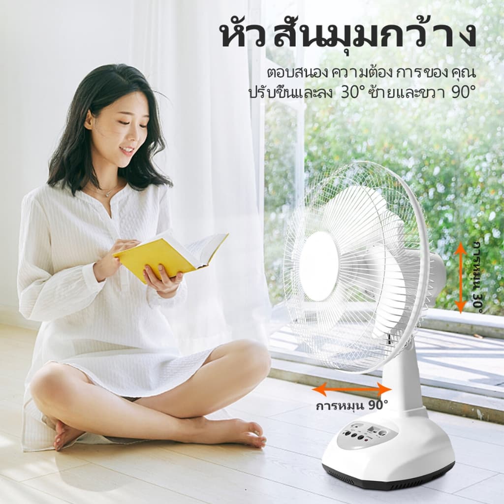 0 ค่าไฟพัดลมโซล่าเซลล์ 12 นิ้ว 14 นิ้ว 16 นิ้ว แบตเตอรี่ในตัว พัดลมแบตอึด พัดลมตั้งพื้น solar fan รูปที่ 3