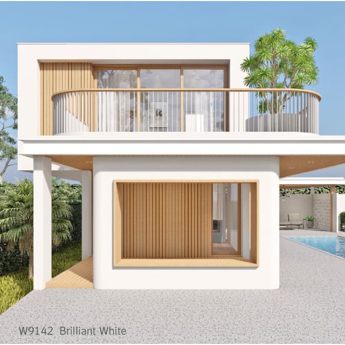 NEW TOA White โทน สีขาว เฉดสีอบอุ่น สีทาภายนอกและภายใน โทนออฟไวท์ ขนาด 1 ลิตร ซุปเปอร์ชิลด์กึ่งเงา โฟร์ซีซั่นส์ภายในด้าน รูปที่ 8