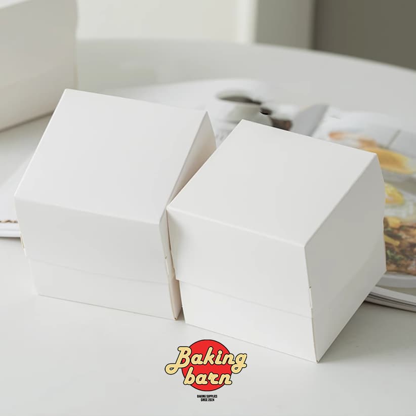 Baking Barn ปอนด์ ขาวล้วน ทรงสูง ขนาด10x10x10 ซม. cake box กล่องเค้ก พร้อมฐานรองเค้ก รูปที่ 5