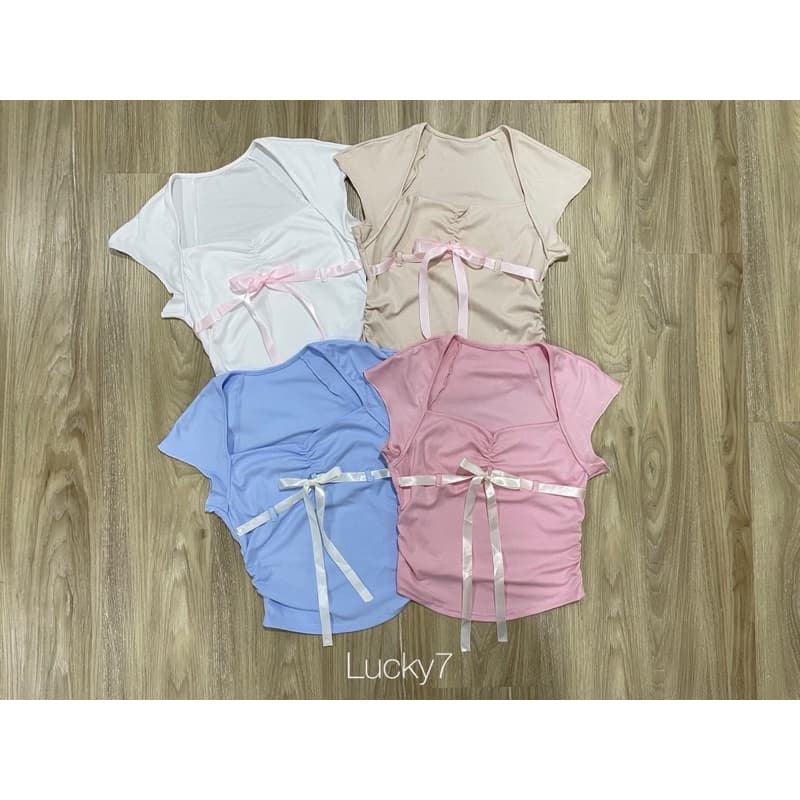 BY IRA เสื้อครอปแต่งโบว์หวานๆน่ารักสุดๆ เสื้อแฟชั่นผู้หญิง สไตล์ สบาย ชิค น่ารัก รูปที่ 9