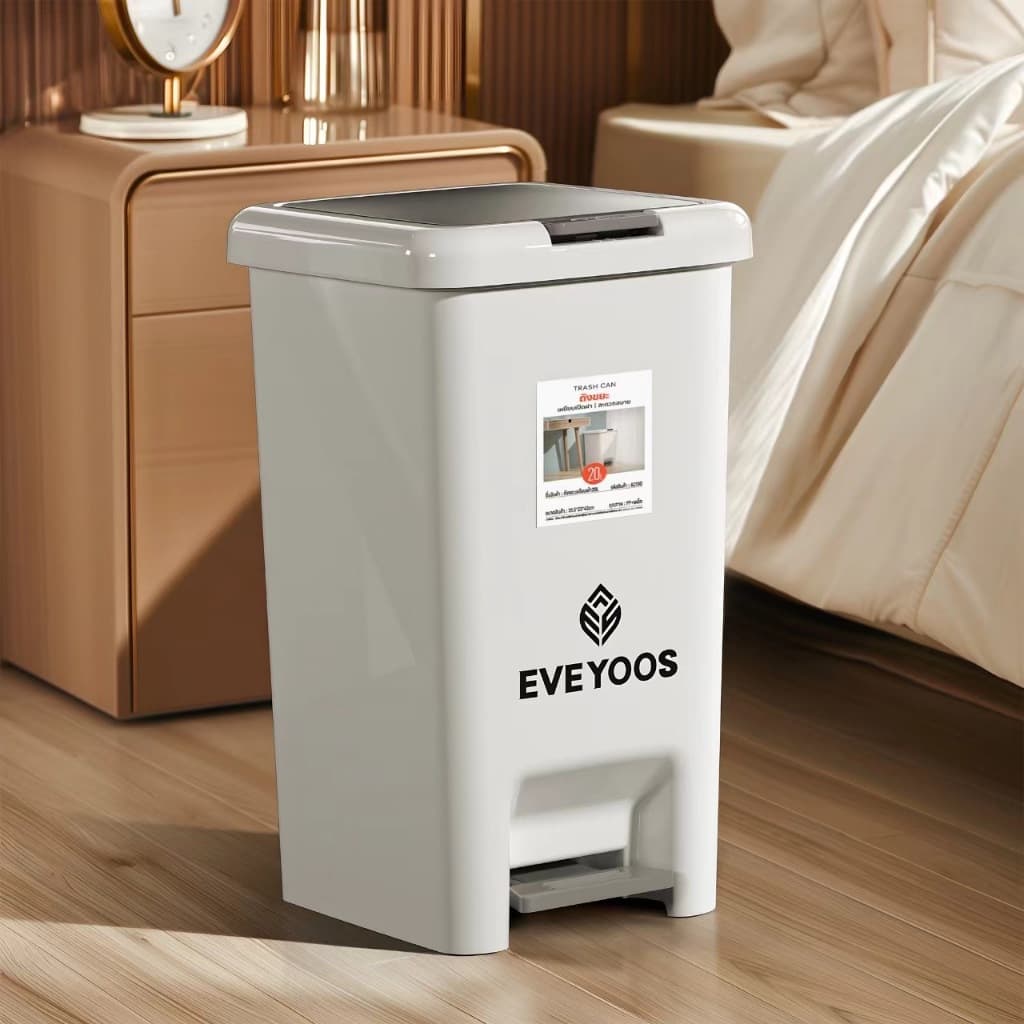 ถังขยะ EVE YOOS แบบเปิดมือ-เท้า ถังขยะมินิมอลพลาสติก สี่เหลี่ยมสะดวก มี 6 ขนาด A219 รูปที่ 8