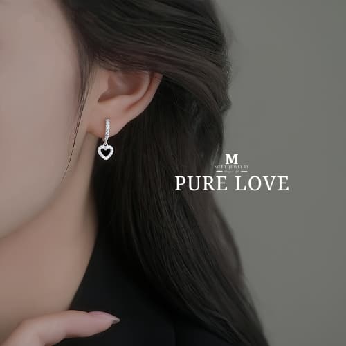 MEETต่างหูเงิน ตุ้มหูเพชร Pure love ต่างหูรูปหัวใจ ต่างหูแฟชั่น ต่างหูเพชร ตุ้มหูเงิน ต่างหูเก๋ๆ รูปที่ 1