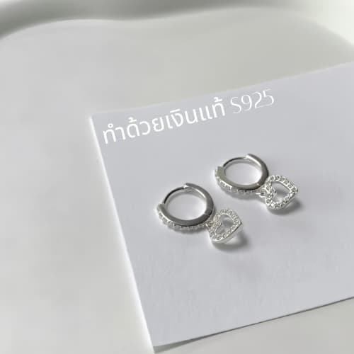 MEETต่างหูเงิน ตุ้มหูเพชร Pure love ต่างหูรูปหัวใจ ต่างหูแฟชั่น ต่างหูเพชร ตุ้มหูเงิน ต่างหูเก๋ๆ รูปที่ 2