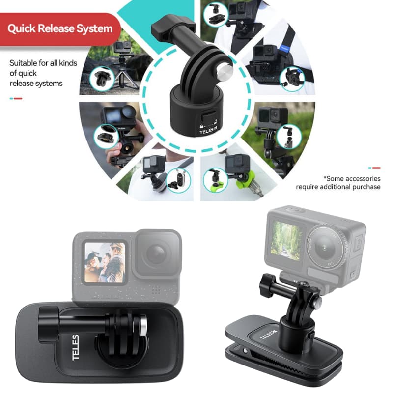 Telesin GoPro / DJI / Insta360 360 Rotary Backpack Clip Mount คลิปหนีบสายกระเป๋า รูปที่ 7