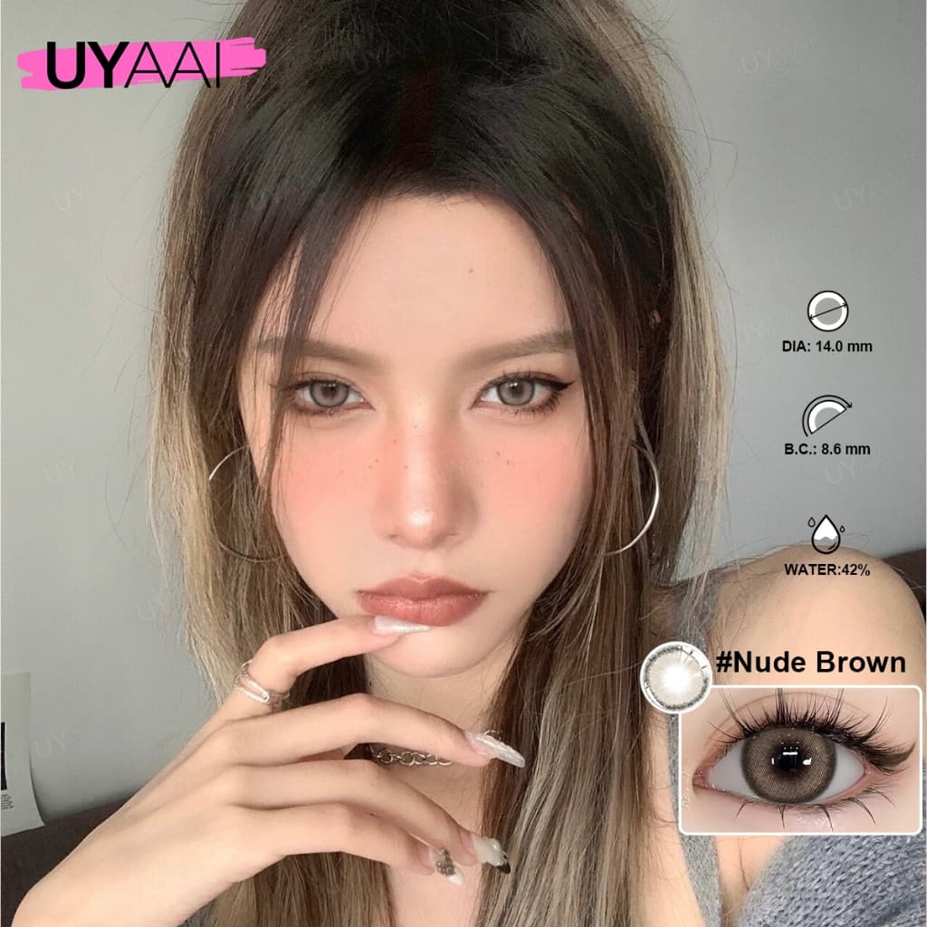 คอนแทคเลนส์ UYAAI Mini Olivia Charcoal Gray / Light Brown / OMG Brown ขนาดมินิ ลายฮิต ขายดีมาก -300】 รูปที่ 5
