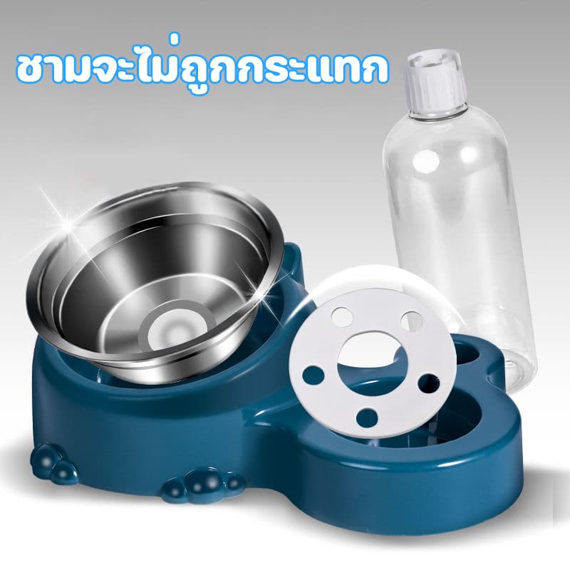 ที่ให้อาหารสัตว์เลี้ยง ที่ให้น้ำสัตว์เลี้ยง ที่ให้อาหาร-น้ำอัตโนมัติ เกรดพรีเมี่ยม 2IN1 ถอดออกได้ ชามสแตนเลส รูปที่ 5