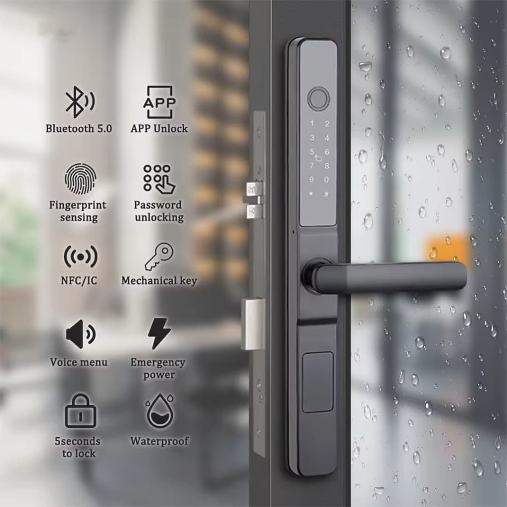 TUYA Smart Door Lock S05 กลอนประตูบานเลื่อน กลอนประตูบานสวิง กลอนประตูดิจิตอลกันน้ำ IP65 กลอนกันน้ำ กลอนประตูนอกบ้าน รูปที่ 8