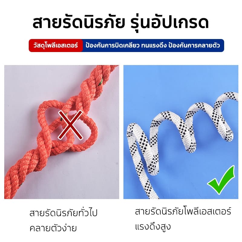 HB รับน้ำหนักได้มากถึง1200kg Safety Belt เข็มขัดกันตก เข็มขัดเซฟตี้ เซฟตี้เบลท์ พร้อมเชือกเซฟตี้ เซตตี้ตะขอคู่ รูปที่ 6