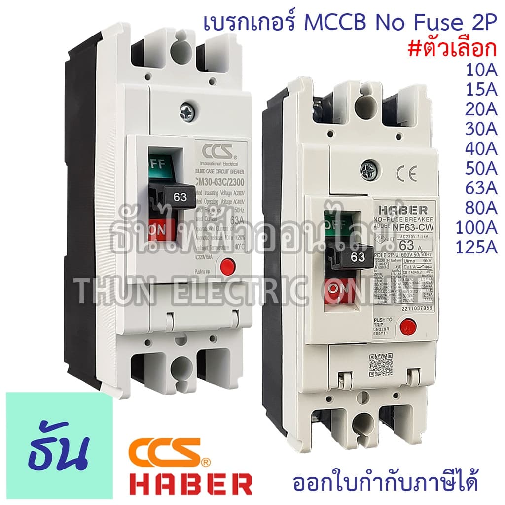 Haber CCS เบรกเกอร์ MCCB 2P 220-380V CM30-125CW CM30-63CW CM30-30CW 10A 15A 20A 30A 40A 50A 63A 80A 100A 125A รูปที่ 1