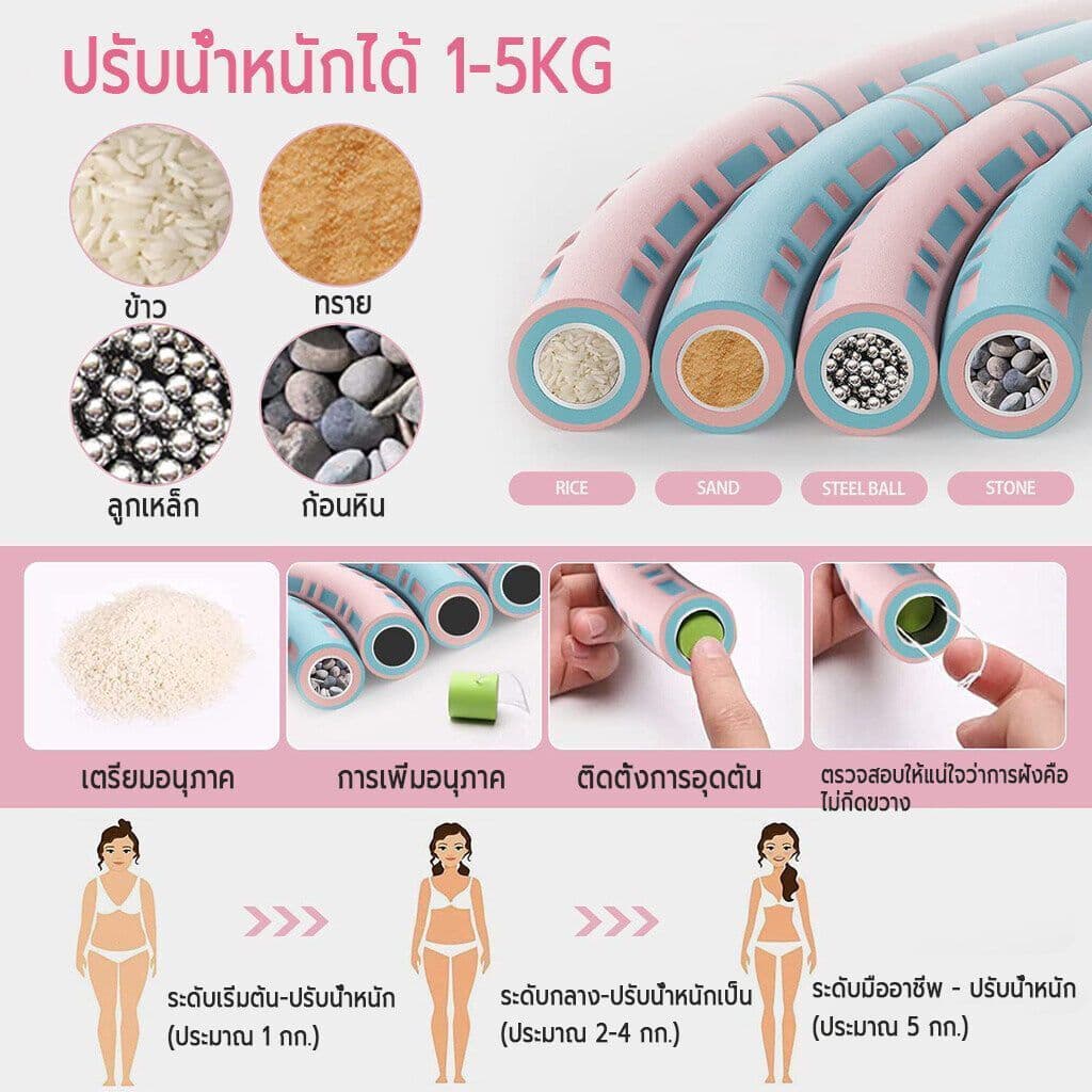 ANGTOP hula hoop 5 kg ลดเอวถอดออกได้ ฮูลาฮูปสำหรับผู้ใหญ่ น้ำหนักปรับได้ โฟมหนาสองชั้น ฮูลาฮูป รูปที่ 4