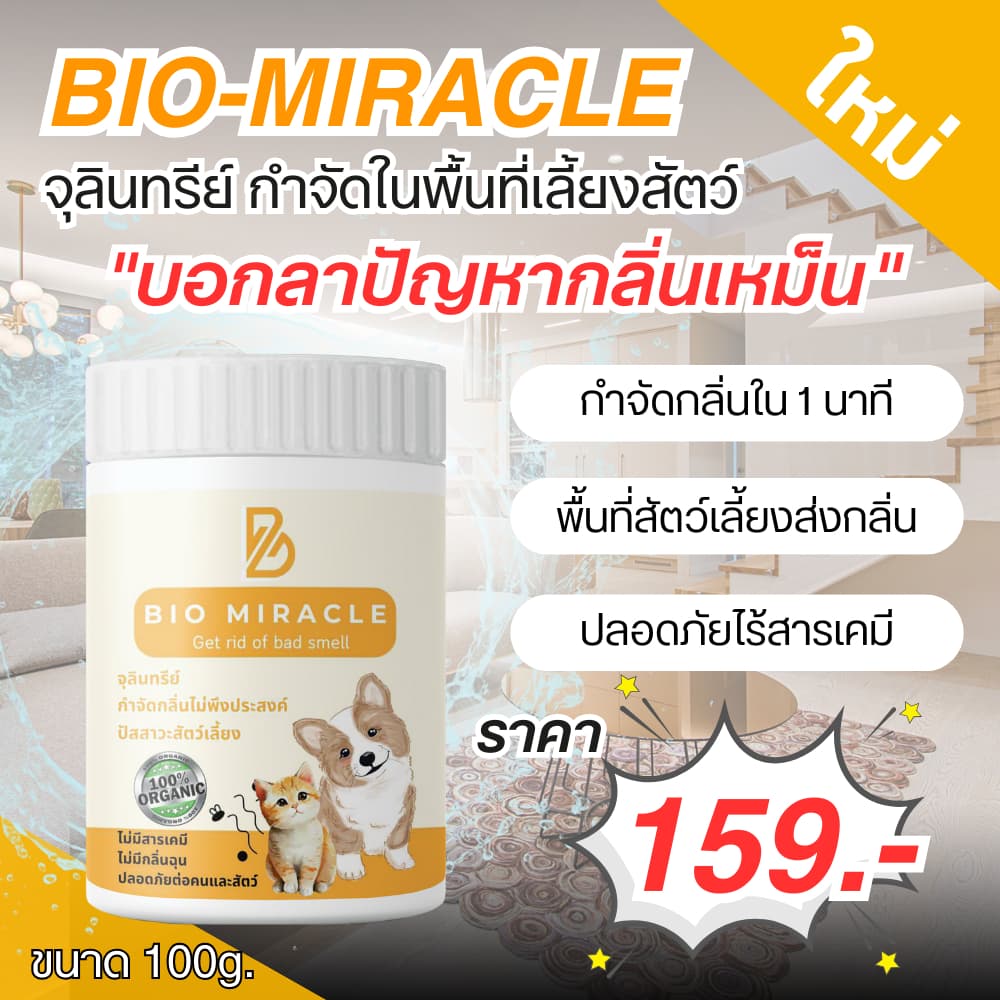 BIO Miracle ไบโอมิราเคิล จุลินทรีย์ ดับกลิ่นฉี่สัตว์ ฉี่หมาแมว กลิ่นเหม็น เป็นสารออร์แกนิค ไม่เป็นอันตรายต่อสัตว์ รูปที่ 7