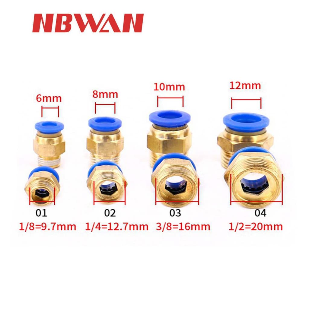 NBWAN ข้อต่อลมเกลียวนอก ขนาด 6-12 mm. 01-04 รูปที่ 4