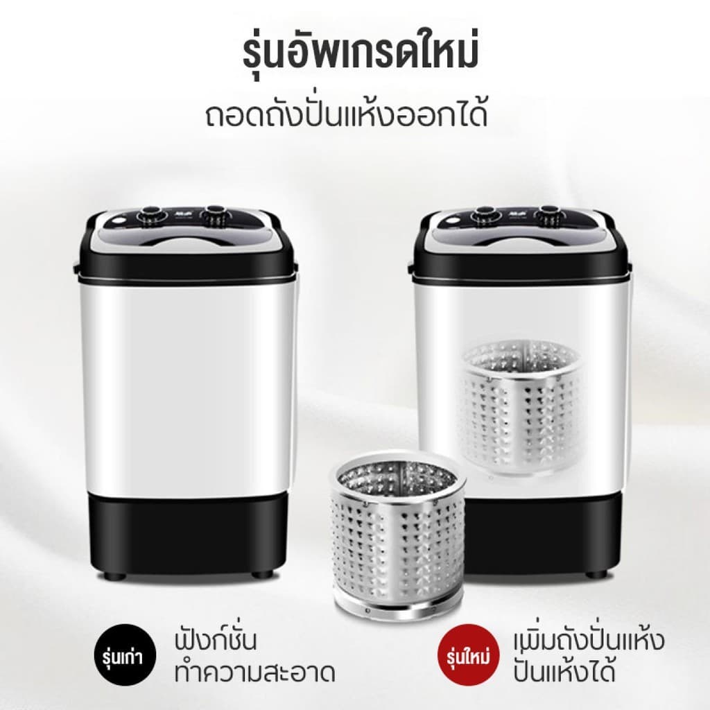 LENODI เครื่องซักผ้าฝาบน 9กก เครื่องฆ่าเชื้อกึ่งอัตโนมัติขนาดเล็ก ประหยัดไฟ ปั่นแห้งได้ เครื่องซักผ้าถังเดียว รูปที่ 8