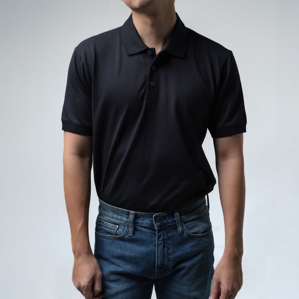 era-won เสื้อโปโล แขนสั้น ทรงสลิม Polo Shirt สี Black รูปที่ 1