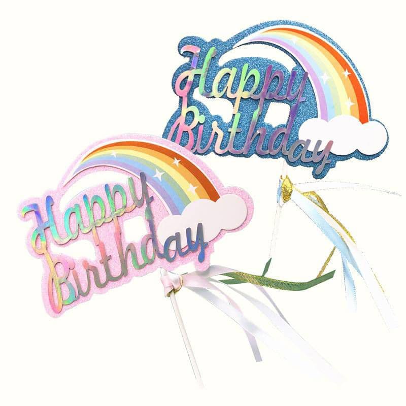 ป้ายปักเค้ก happy birthday สายรุ้ง รูปที่ 3