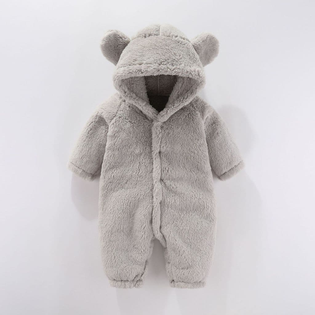 Babyonline 2F1-2G1 ชุดบอดี้สูทขายาวมีหมวกสำหรับเด็กแรกเกิดลายหมีขนสัตว์ อบอุ่น นิ่ม รูปที่ 6
