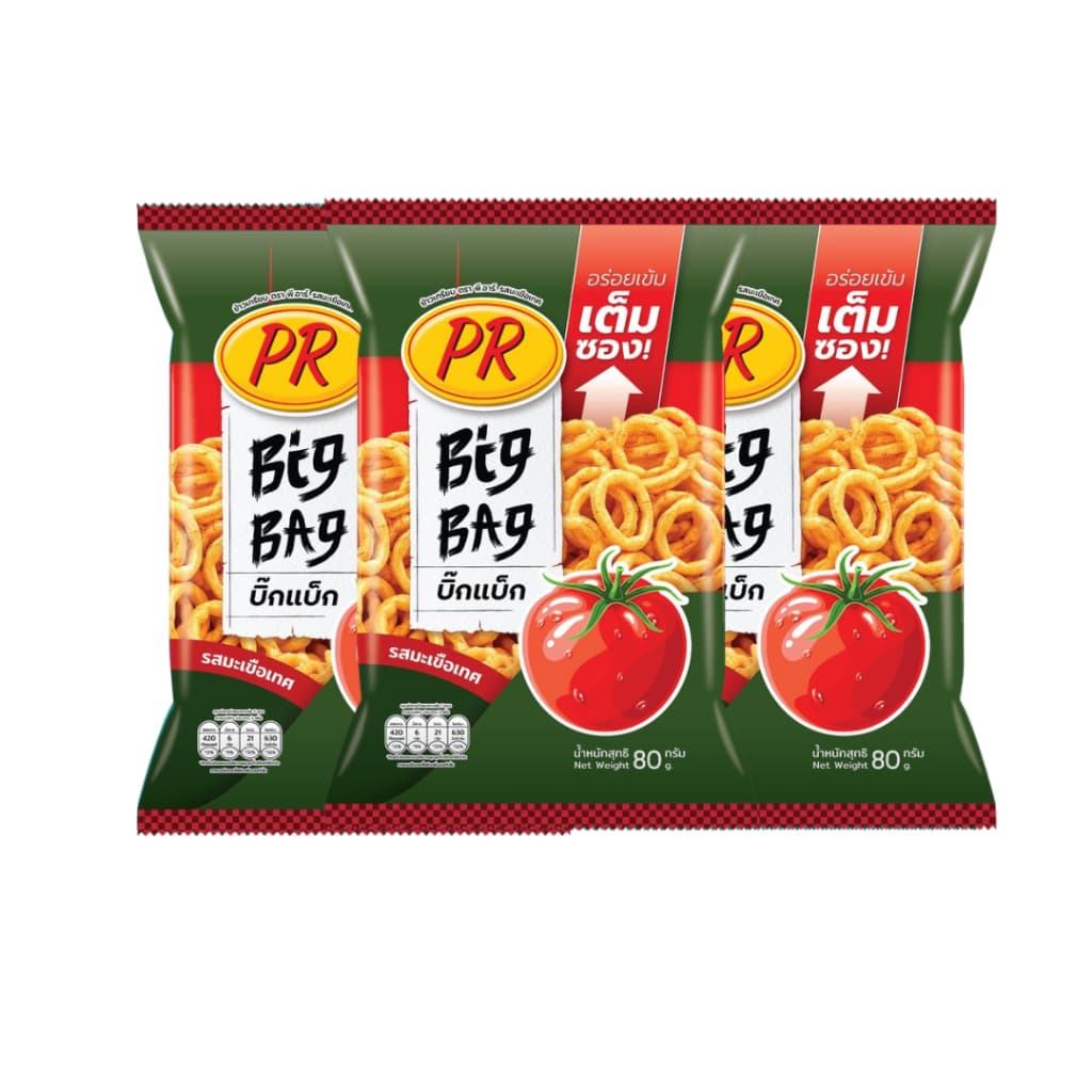 พีอาร์ ข้าวเกรียบ Big Bag รส กุ้งสไปชี่ มะเขือเทศ สาหร่าย 80 กรัม แพ็ค 3 ถุง รูปที่ 4