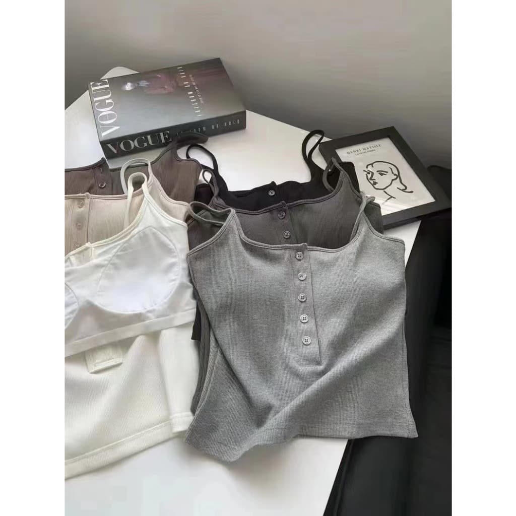 เสื้อสายเดี่ยวผ้าร่องผ้านิ่มใส่สบายมีฟองน้ำในตัว สามารถใส่เเมทได้กับทุกสไตส์ รุ่น B-102 สินค้า จากไทย รูปที่ 2