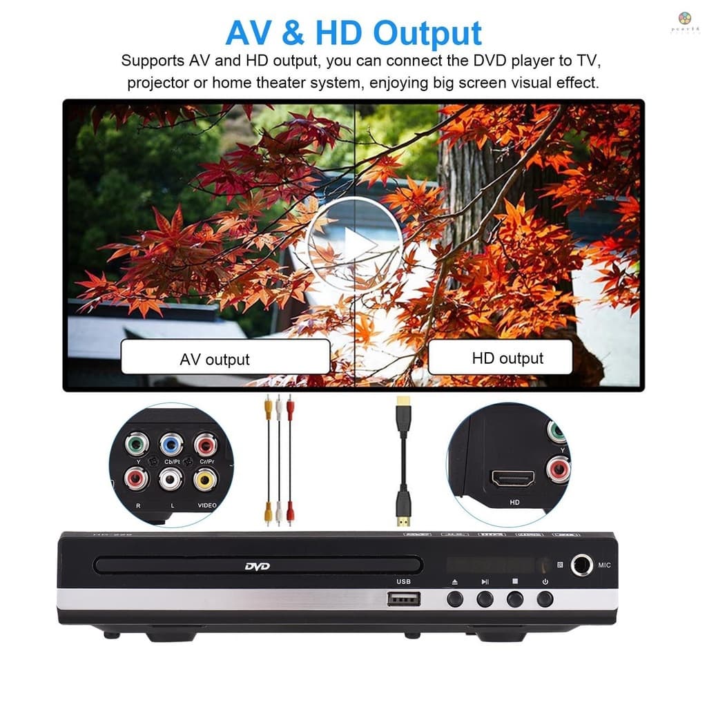 เครื่องเล่น DVD/VCD/CD/USB 5.1 Player พร้อมสาย HDMI และขั้วต่อไมโครโฟน เครื่องเล่นแผ่นวีซีดี รูปที่ 4