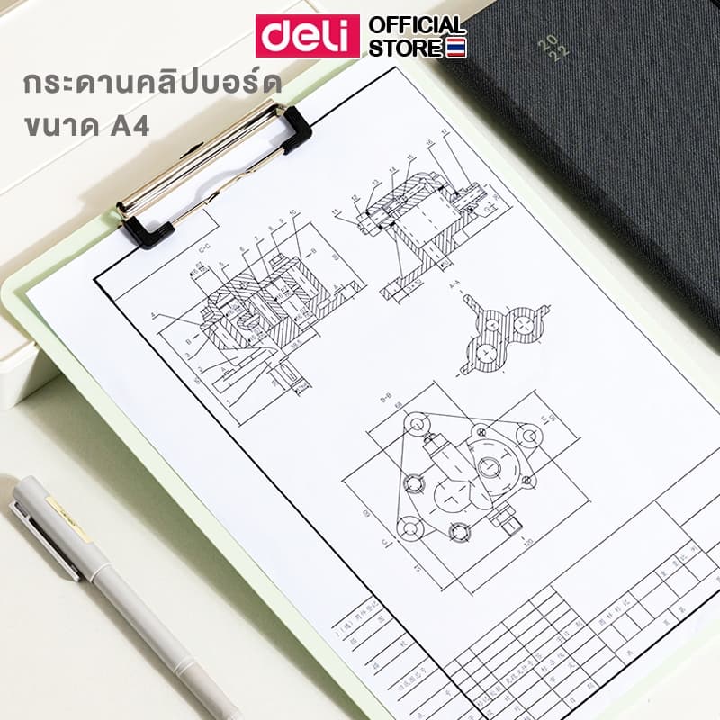 กระดานคลิปบอร์ดแฟนซีแนวตั้ง A4 Deli รุ่น PE103 สำหรับรองกระดาษ มีคลิปหนีบ รูปที่ 3