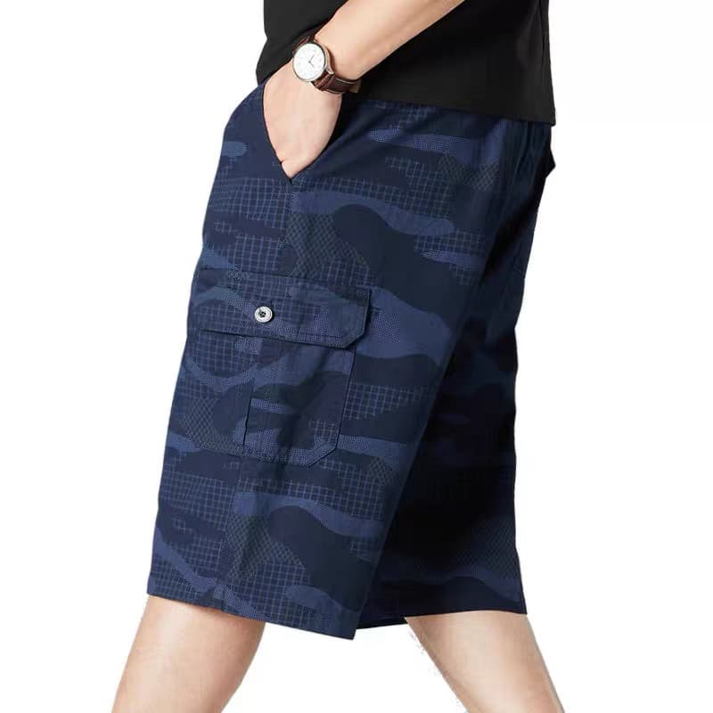 กางเกงขาสั้นยางยืดลายพรางหลายกระเป๋า big size 100% cotton รูปที่ 4