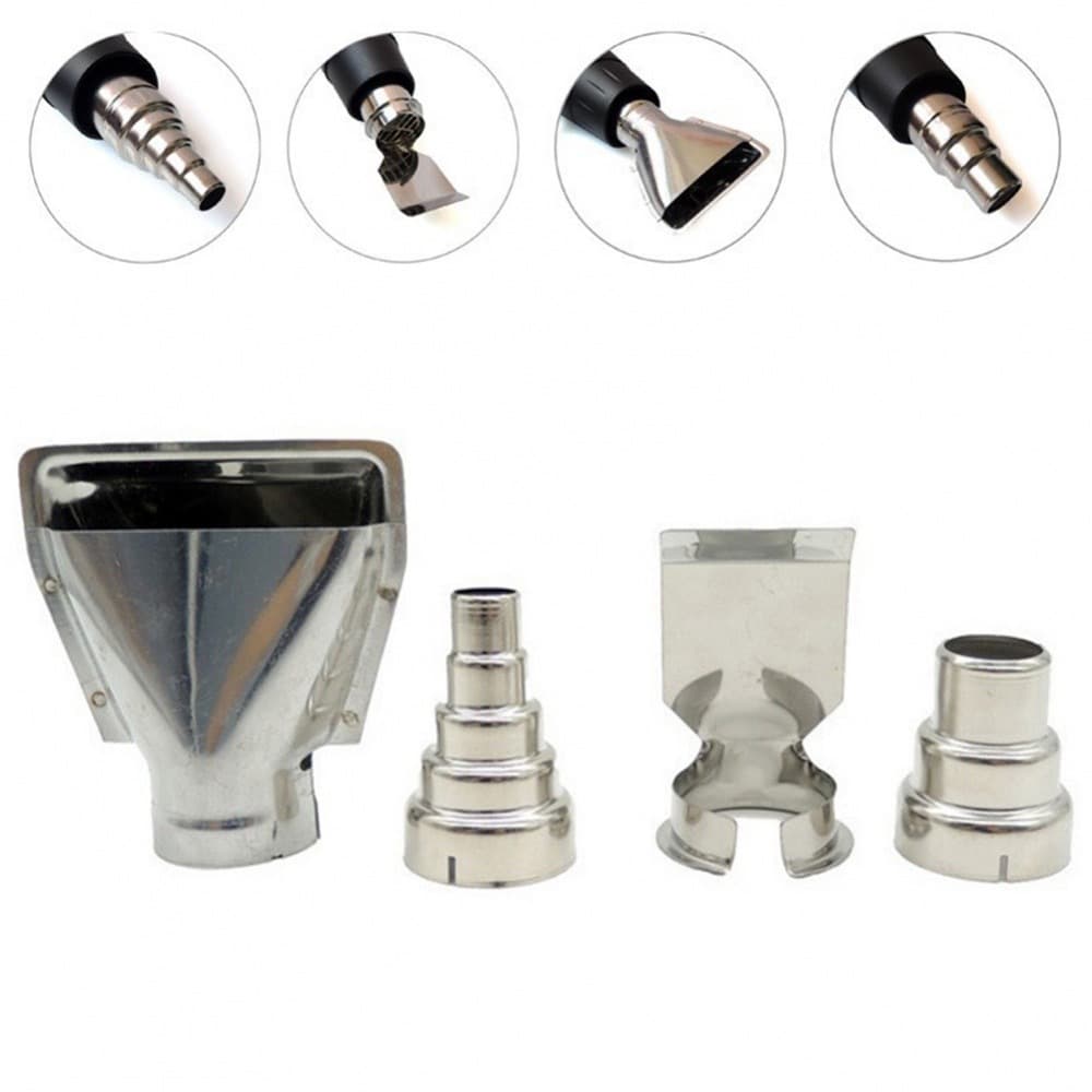 4ชิ้น หัวเป่าลมร้อนสแตนเลส ใช้กับปืนเป่าฟิล์ม อุปกรณ์เครื่องมือช่างถนัดมือ อุปกรณ์เสริมปืนลมร้อนไฟฟ้า รูปที่ 1