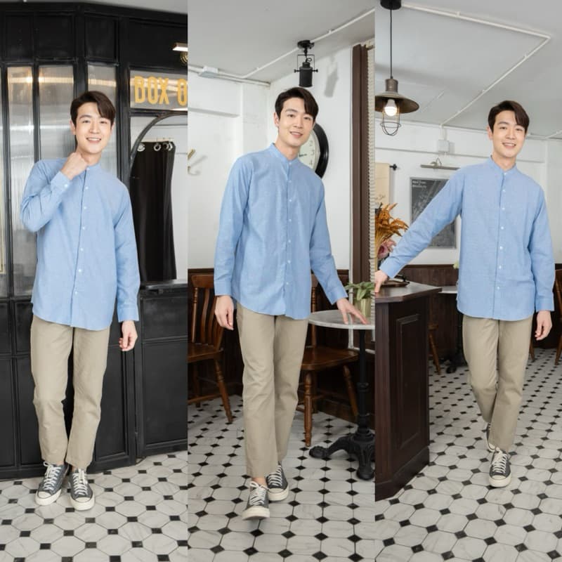 เสื้อเชิ้ตแขนยาว เสื้อเชิ้ตคอจีน ผ้าOXFORDS หลากสี ผ้าดี ใส่สบาย คุณภาพผ้า100% รูปที่ 3