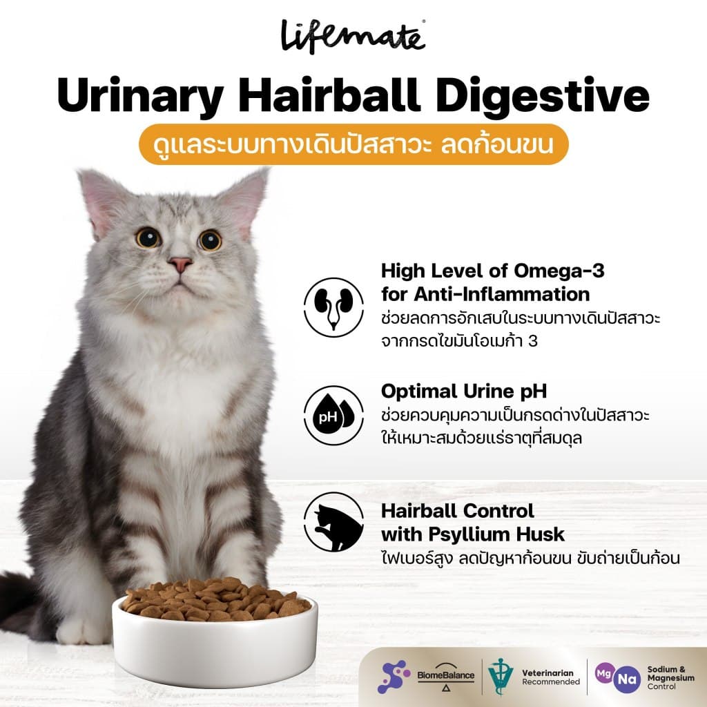 Lifemate อาหารแมว เกรดโฮลิสติก ควบคุมโซเดียม ถนอมไต ครบทุกสูตร พรีเมียม สำหรับแมว1ปีขึ้นไป รูปที่ 6
