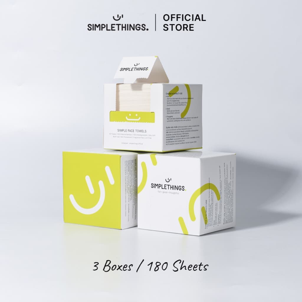 Simplethings Simple Face Towel ผ้าเช็ดหน้าใยไผ่ 3Boxes นุ่มพิเศษ ไม่เป็นขุย เส้นใยไผ่100% เช็ดเมคอัพแทนสำลี ซับหน้า รูปที่ 6