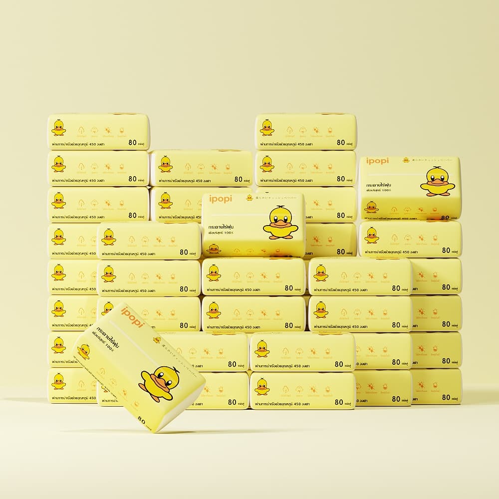 ใหญ่กว่า ประหยัดกว่าIpopi ทิชชู่เช็ดหน้าแบบดึง 1ห่อ 80 แผ่น 2 ชั้น รูปที่ 4