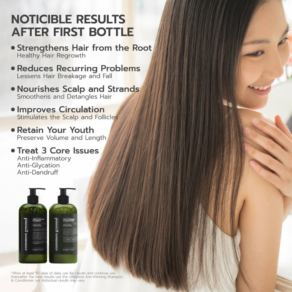 Common Ground Anti-Thinning Conditioner ครีมนวด สูตรลดผมร่วง คอนดิชันเนอร์ ผมนุ่ม ไม่มีน้ำหอม 500ml รูปที่ 6