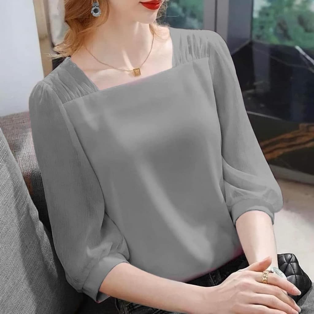 เสื้อชีฟองคอเหลี่ยม ผ้าใส่สบาย รูปที่ 8
