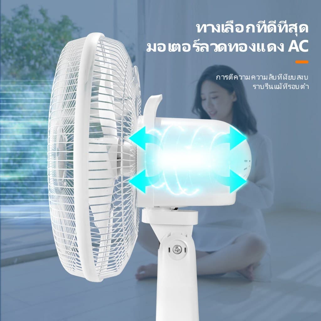 0 ค่าไฟพัดลมโซล่าเซลล์ 12 นิ้ว 14 นิ้ว 16 นิ้ว แบตเตอรี่ในตัว พัดลมแบตอึด พัดลมตั้งพื้น solar fan รูปที่ 4