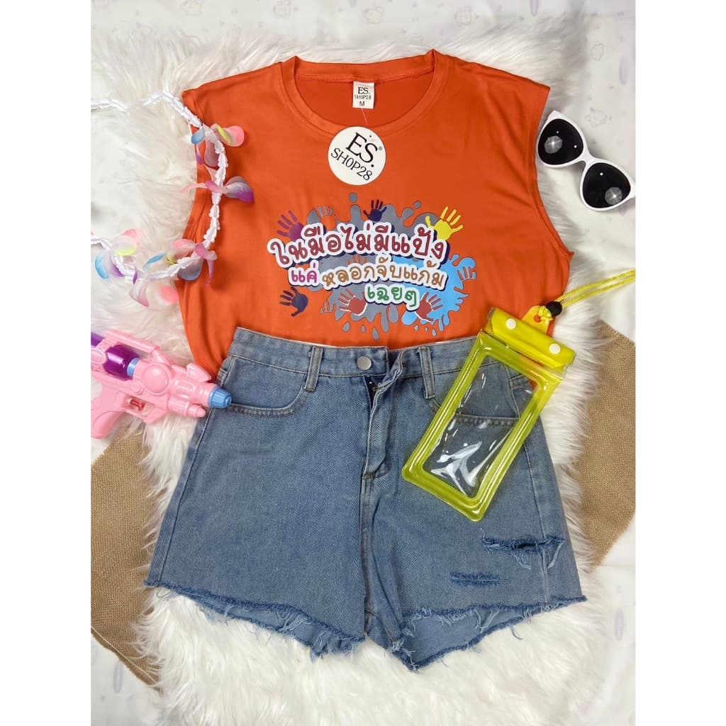 เสื้อแขนกุดสีขาวผู้หญิงหลวม ๆ ฤดูร้อนใหม่เสื้อกั๊กเสื้อยืด ผู้หญิง ES.SHOP28 รูปที่ 2