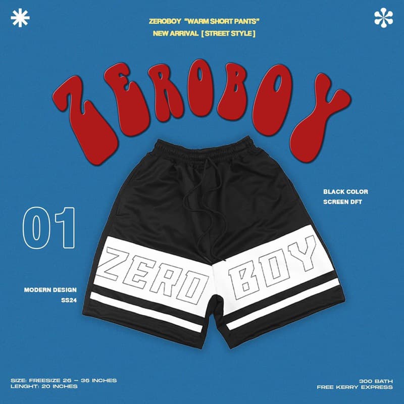 ZEROBOY - Warm Short Pants กางเกงวอร์มขาสั้น Street Style รูปที่ 2