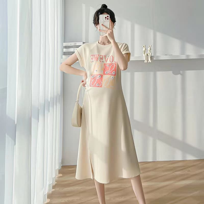 no1shopชุดคลุมท้องฤดูร้อน ชุดคลุมท้องยาวคุณภาพสูงบางให้นม ชุดคลุมท้องยาวแฟชั่น สวมใส่สบาย รูปที่ 6