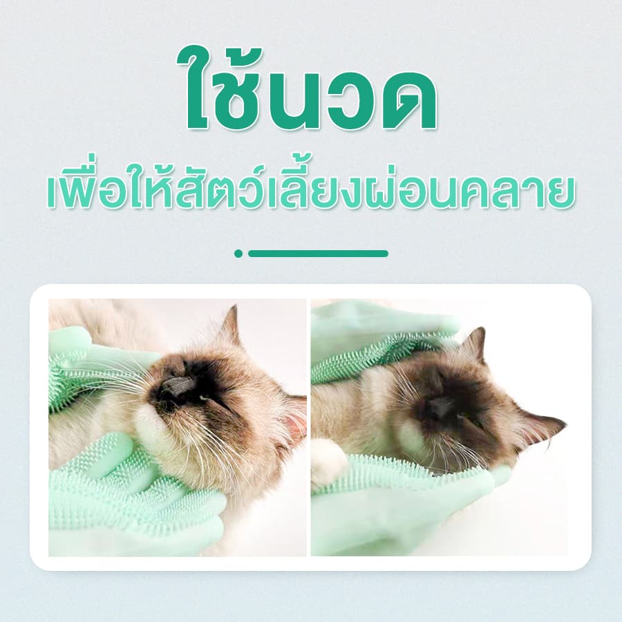 ถุงมือแปรงขน แมว สุนัข ถุงมือซิลิโคน ช่วยกำจัดขนส่วนเกิน สำหรับทำความสะอาดสัตว์เลี้ยง ขนาด 27x12 ซม. รูปที่ 5