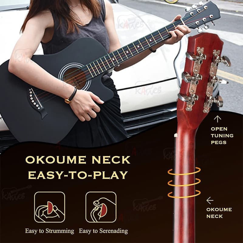 กีต้าร์โปร่ง 38 นิ้ว กีตาร์ Acoustic Guitar พร้อมของแถมมากมาย*เสียงดี เก็บเงินปลายทางได้ เหมาะสำหรับผู้เริ่มต้น รูปที่ 4