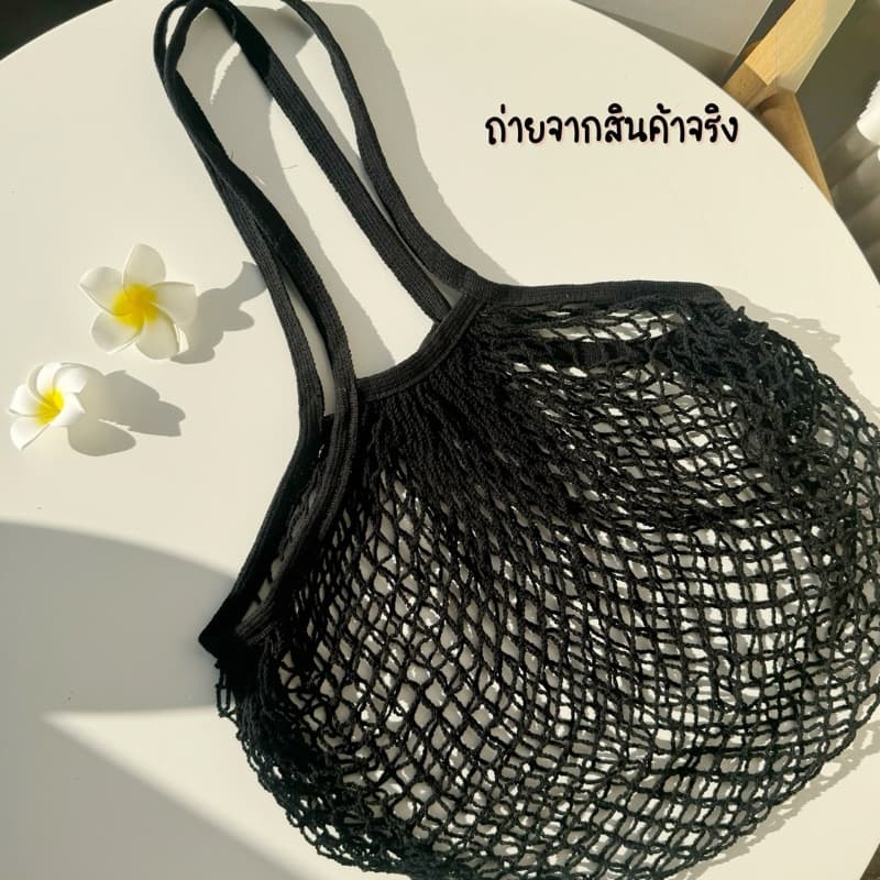 กระเป๋าไปทะเล สีขาวครีม สีดํา กระเป๋าสะพายไหล่ทอ ไปชายหาด ทนทานมาก#0294 รูปที่ 2