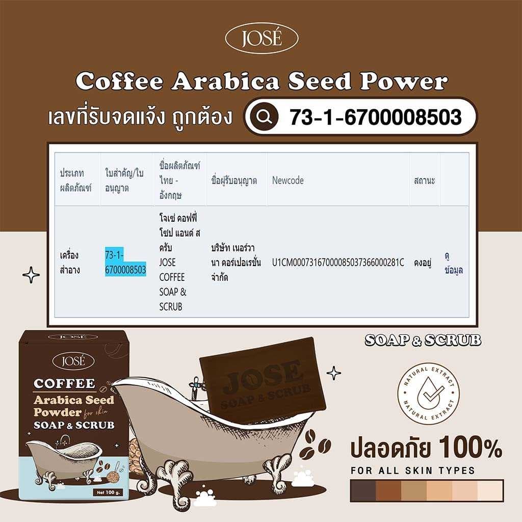 - JOSE COFFEE SOAP & SCRUB สบู่สครับกาแฟ โจเซ่ 3 ก้อน รูปที่ 2
