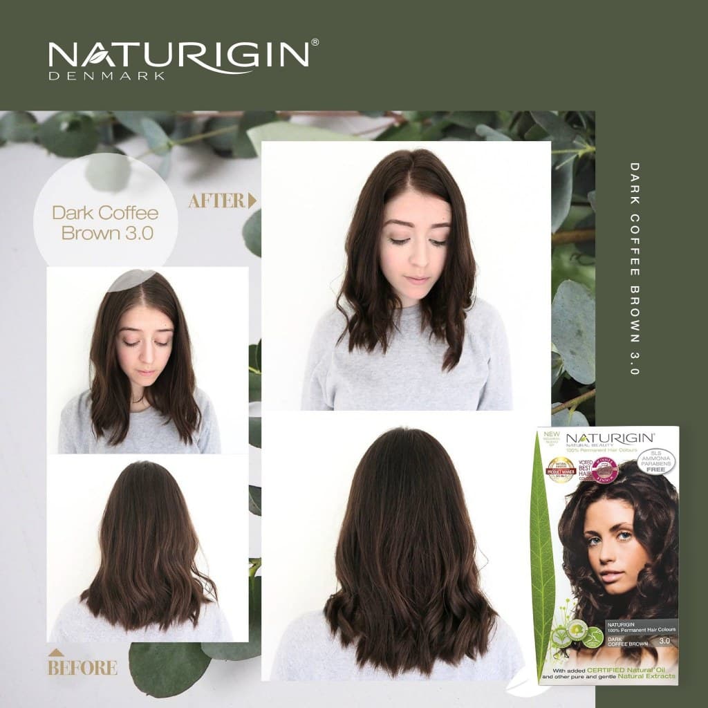 NATURIGIN Dark Brown 3.0 สีน้ำตาลเข้ม สีผมออร์แกนิค นำเข้าจากเดนมาร์ก ทำได้เองที่บ้าน รูปที่ 3