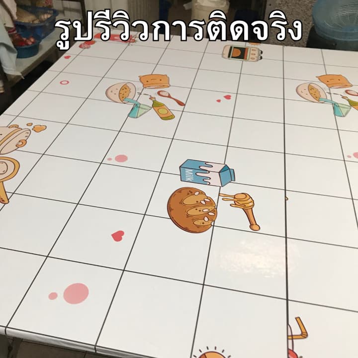 สติกเกอร์ติดครัว กันคราบ กันน้ำมันกระเด็น ทนร้อน เช็ดคราบง่าย วอลเปเปอร์ติดเคาท์เตอร์ สติกเกอร์ติดผนัง วอลเปเปอร์ติดผนัง รูปที่ 8