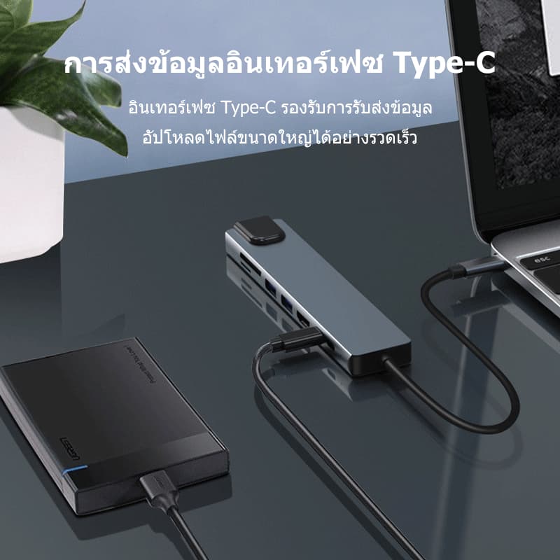 8 In 1 ตัวแยก USB Type C สําหรับ 4K HDMI RJ45 Ethernet 3.0 TF Card Reader PD ชาร์จเร็ว สำหรับ Mac-แล็ปท็อป Dock รูปที่ 6