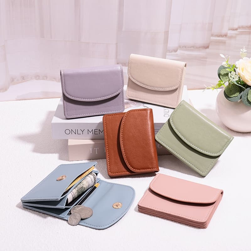 B-650กระเป๋าสตางค์มินิมอล PU สีน่ารัก พกพาสะดวก ขนาดเล็กแบบพกพา พร้อมช่องใส่บัตร สำหรับผู้หญิง 9สี รูปที่ 1